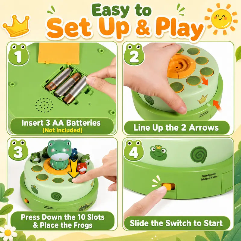 Unisex Kids' Frog Animal Bounce & Catch Board Game Toy - Musical Spinning Launcher