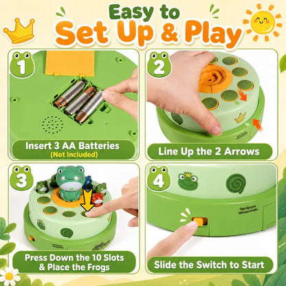 Unisex Kids' Frog Animal Bounce & Catch Board Game Toy - Musical Spinning Launcher