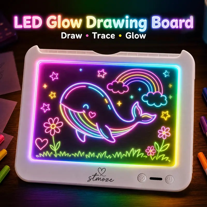 LED Drawing Board for Kids - Rechargeable Light-Up Tracing Board with Markers and RGB Glow Effect