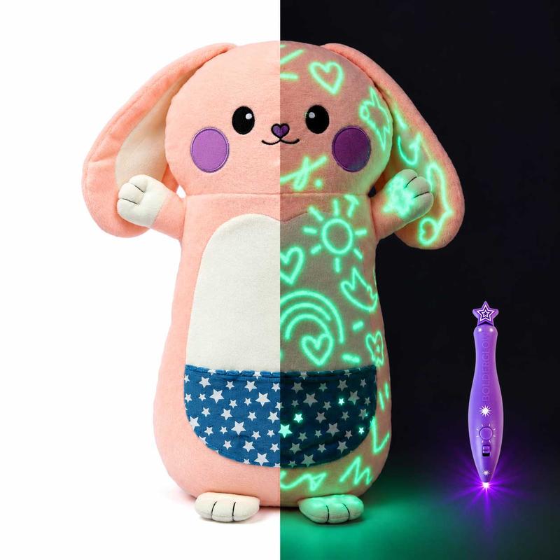 Large Glow-in-The-Dark Plush with Light Pen - Soft Cuddly Toy for Kids to Draw with Light
