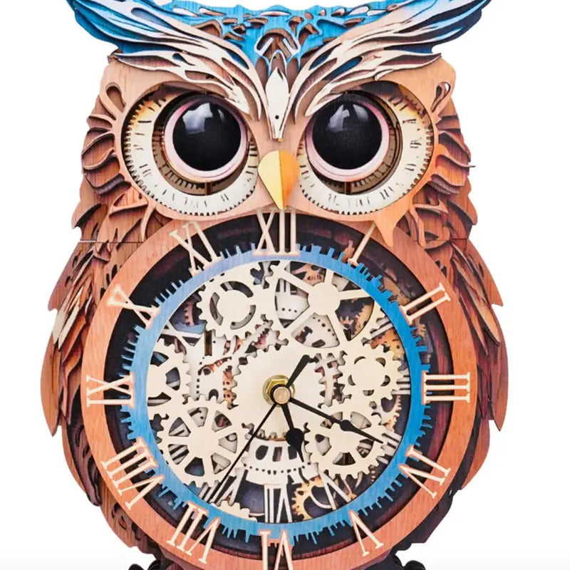 3D Mechanical Wooden Clock Kit for Adults - DIY Pendulum Clock with Roman Numerals