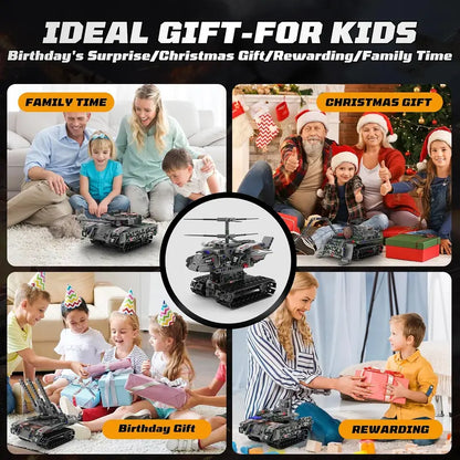 5-in-1 STEM RC Tank Building Kit, 389PCS Programmable Blocks with Remote & APP Control
