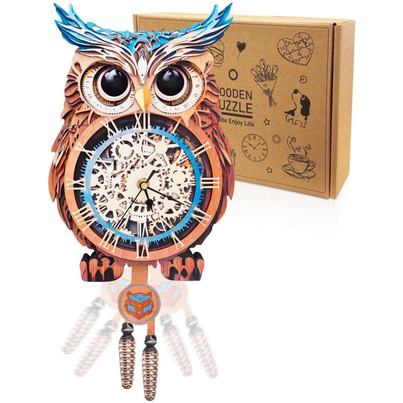 3D Mechanical Wooden Clock Kit for Adults - DIY Pendulum Clock with Roman Numerals
