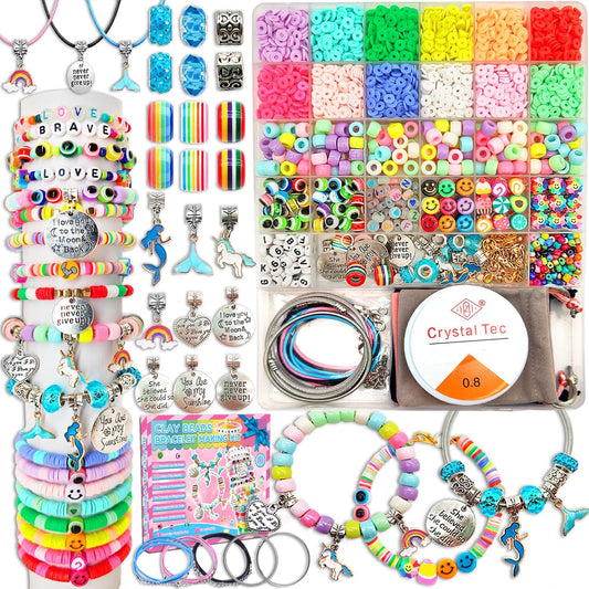 leitait Girls Toys Bracelet Making Kit -3400pcs Charm Jewelry Making Kit Supplies,Unicorn/Mermaid Crafts Birthday Christmas Gifts for Girls Ages