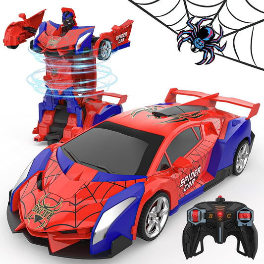 Transforming RC Robot Car for Boys 4-12, 1:18 Scale 2.4Ghz Remote Control Vehicle with One-Button Deformation and 360° Rotation