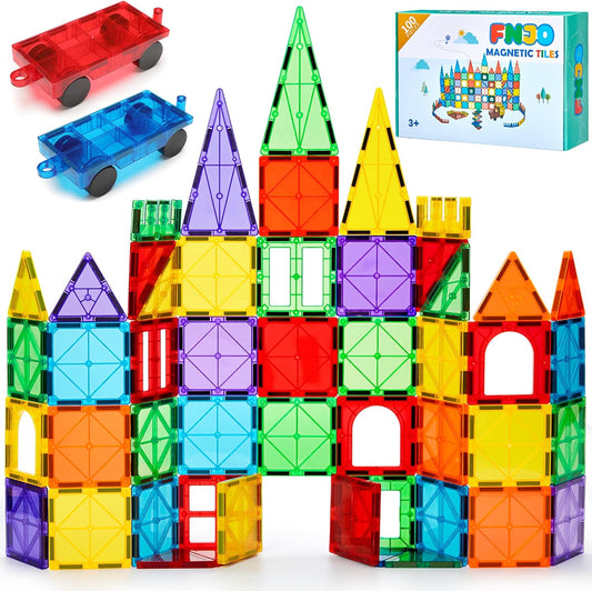 100PCS Magnetic Tiles Building Blocks Set - STEM Construction Toys for Kids