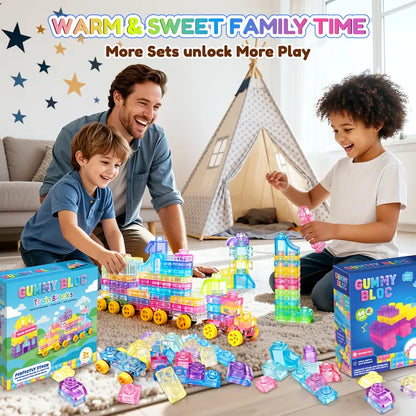 Gummy Building Blocks - Squishy Multi-color Stacking Sensory Toy for Early Learning and STEM