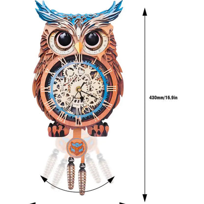 3D Mechanical Wooden Clock Kit for Adults - DIY Pendulum Clock with Roman Numerals