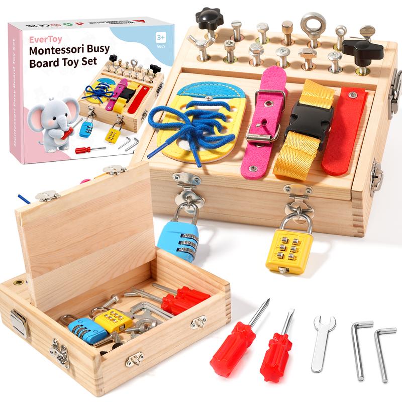 Montessori Screwdriver Board and Lock and Key Toy Set for Kids Ages 3-5