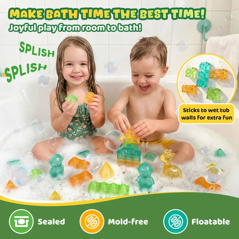 Gummy Building Blocks - Squishy Multi-color Stacking Sensory Toy for Early Learning and STEM