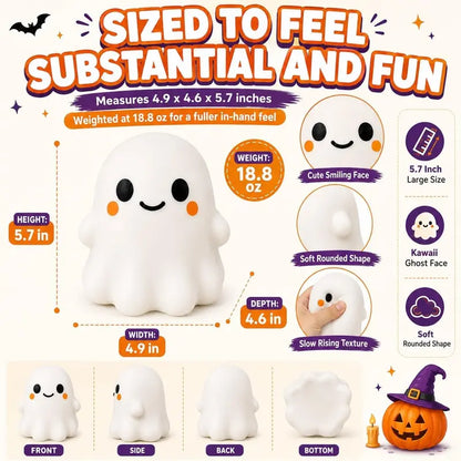 Jumbo Halloween Ghost Squishy - 5.7 in Slow Rise Sensory Fidget Toy for Stress Relief