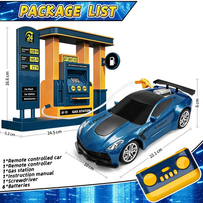 1:18 Remote Control Car with Spray and Dual Sounds, 2.4GHz LED Racing Toy for Boys and Girls