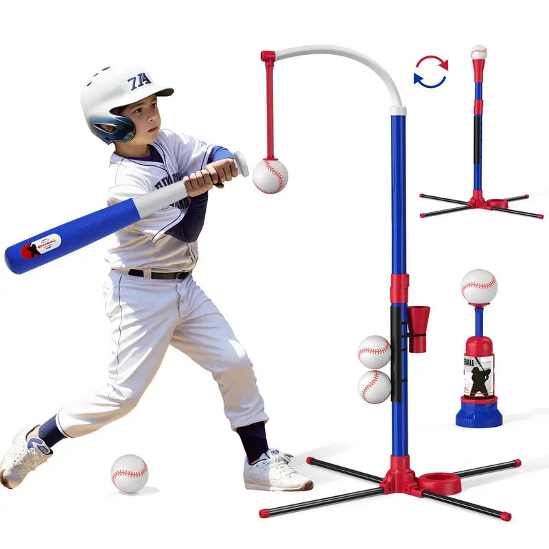 3-in-1 Multi-Use Kids' Baseball Set with Bat, Standing Tee, and Ball Launcher