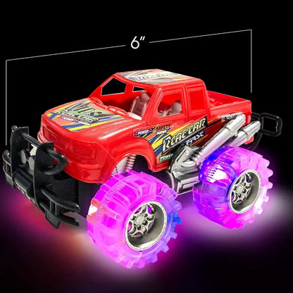 Realistic 6-inch LED Light-Up Monster Truck Playset - Rugged Design, 2-Pack