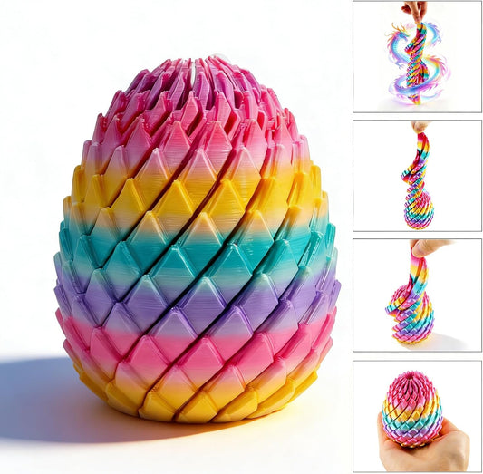 Twisty Fidget Egg - 3D Printed Dragon Egg for Stress Relief and Desk Decor