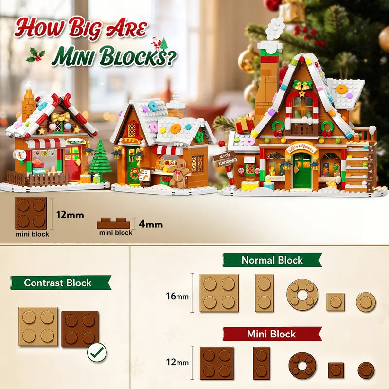 Advent Calendar 2026 Gingerbread House Building Set with Lights - 24 Days Countdown Christmas Village
