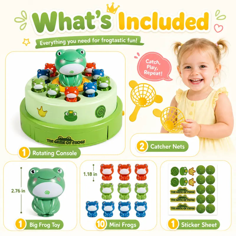 Unisex Kids' Frog Animal Bounce & Catch Board Game Toy - Musical Spinning Launcher