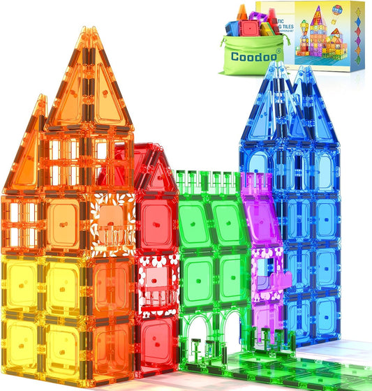 60 PCS Magnetic Building Tiles STEM Blocks Sensory Toys for Kids Aged 3+