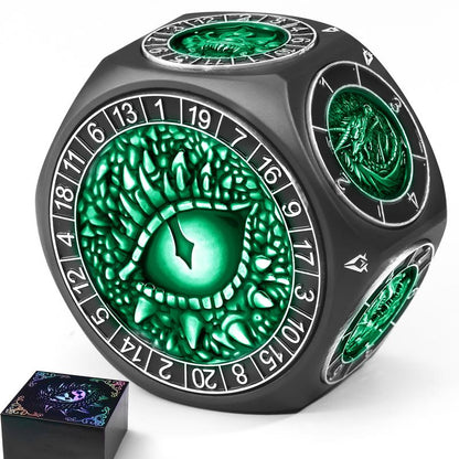 8-in-1 Heavyweight Metal Spinner Dice Set, 60mm Polyhedral Dice with 3D Monster Engravings