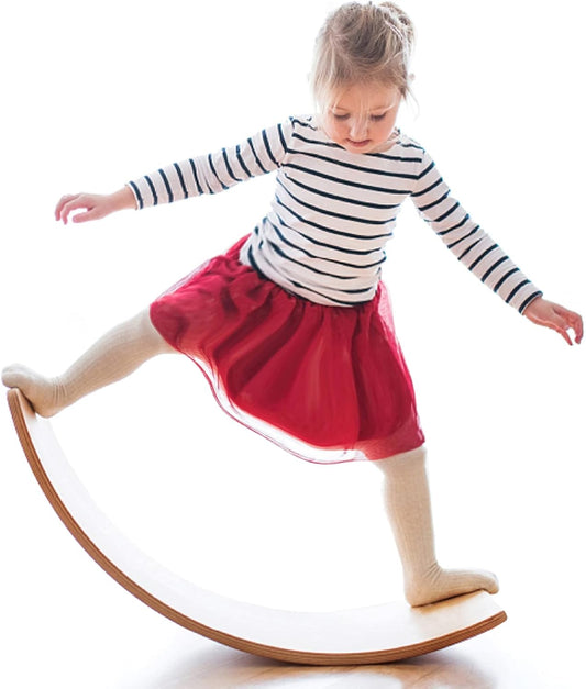 Wooden Wobble Balance Board - Montessori Rocker Board for Kids, Toddlers and Adults