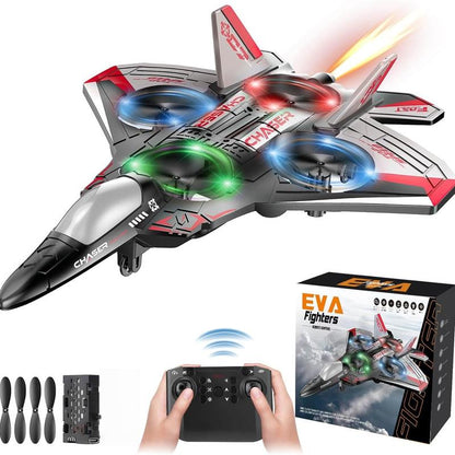 Unisex Kids RC Flying Fighter Jet Toy - Durable EVA Foam Remote Control Plane with LED Lights