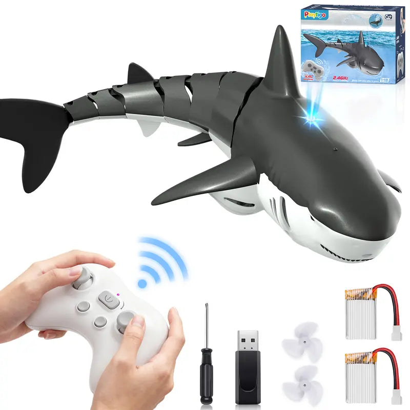 2.4G Remote Control Spray Fish Toy - 1:18 High Simulation RC Boat with Light Effect
