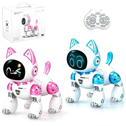 AI Smart Robot Cat Toy with Voice Control, Remote Control and Dynamic Expression Screen