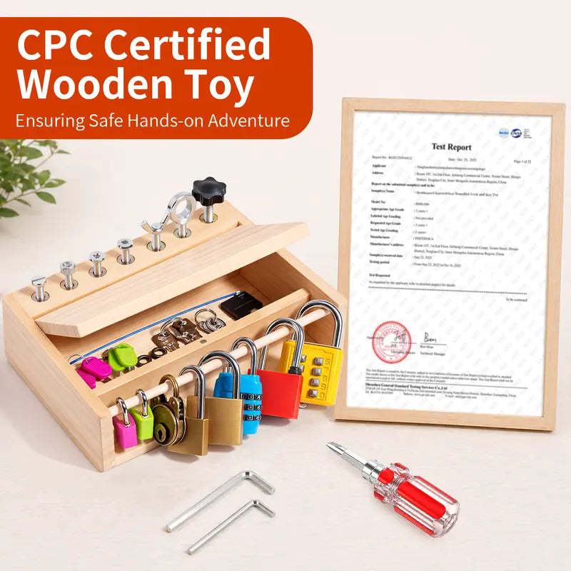Montessori Screwdriver Board and Lock and Key Toy Set for Kids Ages 3-5