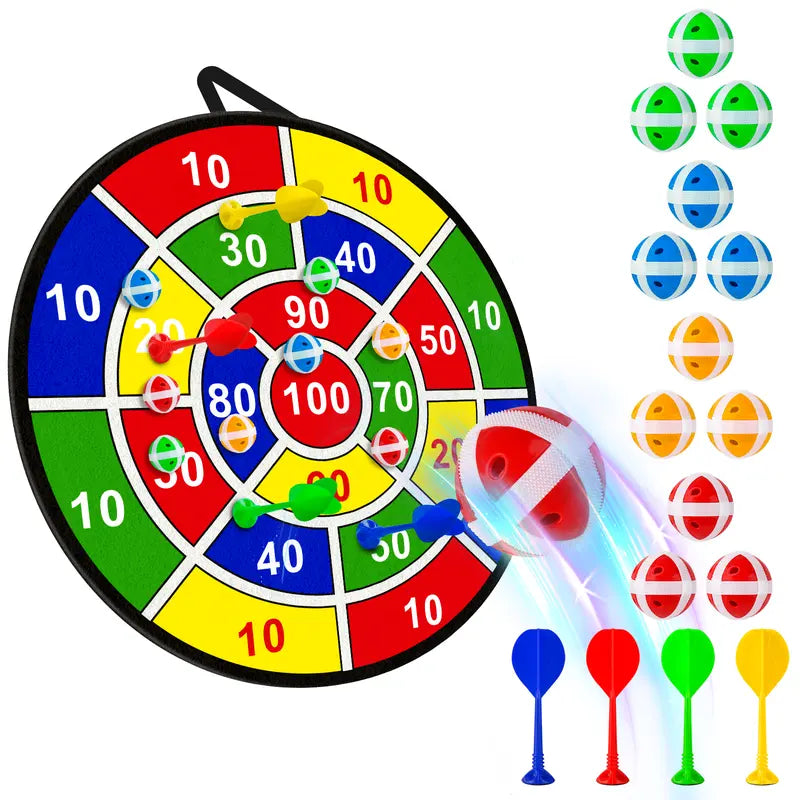 29 Inch Large Dart Board Game with 12 Sticky Balls and 4 Darts for Kids