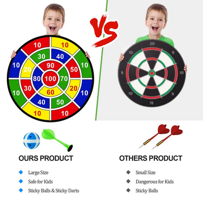 29 Inch Large Dart Board Game with 12 Sticky Balls and 4 Darts for Kids
