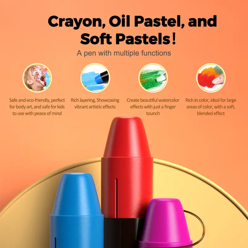 Jumbo Silky Crayons for Toddlers - Easy Grip Non-Toxic Washable Art Supplies for Kids