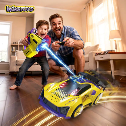 2-Player Interactive Racing Game Car Set with LED Lights and 2 Controllers