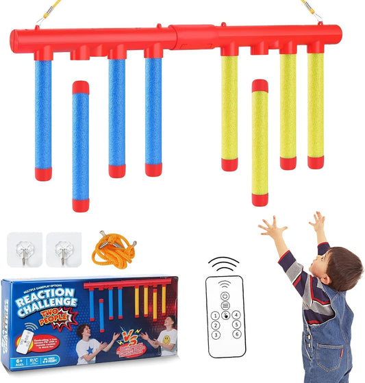 Reflex Drop Sticks Challenge Game - 3 Speed Modes for Solo/Dual Play, Hand-Eye Coordination Training Toy