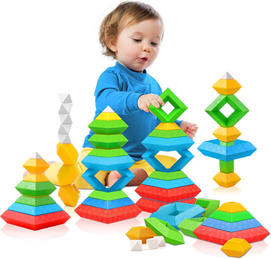 Montessori Stacking Building Blocks for Toddlers - 30Pcs STEM Educational Learning Toys