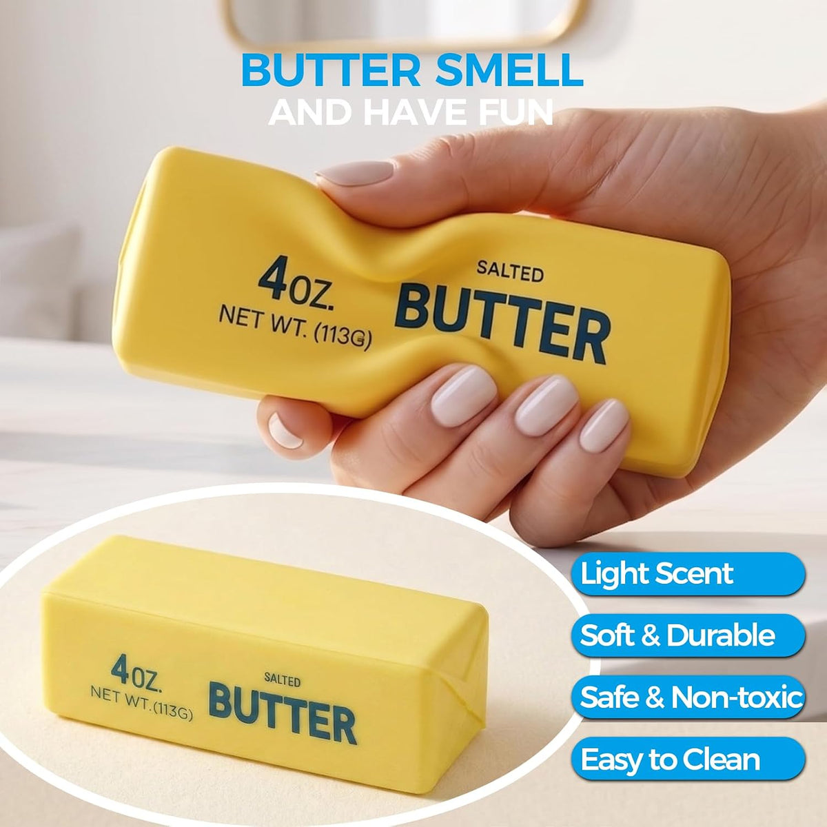 Butter Squishy Stick - Soft Slow Rising Squeeze Toy for Stress Relief and Office Desk Fidgeting