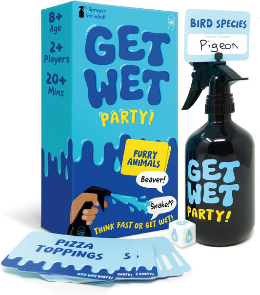 Get Wet - Hilarious Category Party Game for Family Game Night with Water Sprayer and 150 Cards