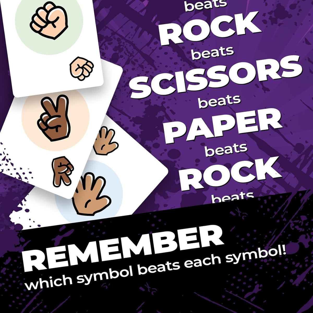 Rock Paper Scissors Card Game - Fast-Paced Party Game for 2-8 Players, Ages 7+
