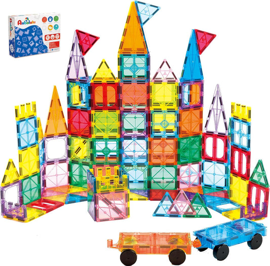 Anbalulu Magnetic Building Tiles, 134PCS Large Magnet Building Set,Magnetic Blocks, 3D STEM Stacking Toys, Magnets Toy for Kids Boys Girls