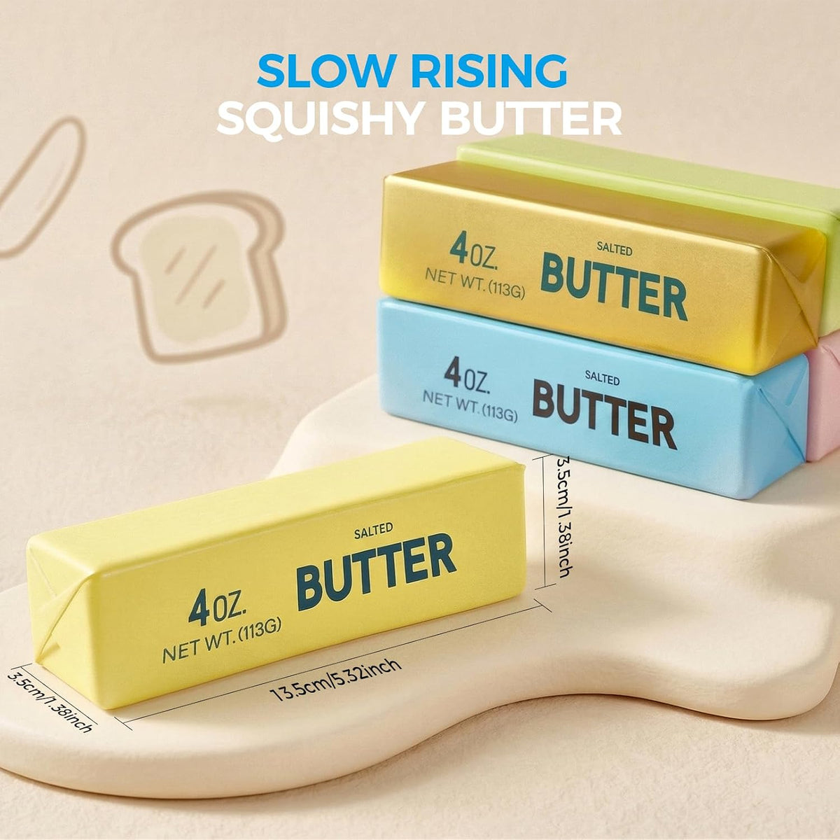 Butter Squishy Stick - Soft Slow Rising Squeeze Toy for Stress Relief and Office Desk Fidgeting