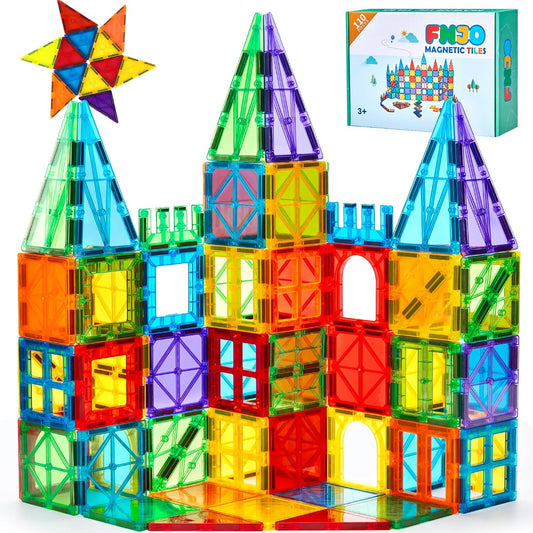 110PCS Magnetic Tiles Building Set, STEM Construction Blocks for Kids Preschool Learning