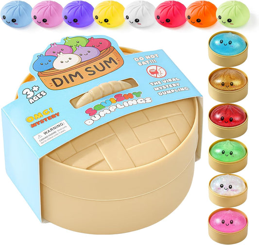 Dumpling Squishy Mystery Box - Random 1 of 12 Colors, Soft Stretchy Squeeze Sensory Fidget Toy