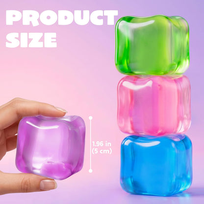 4 Pack Stress Cube Set - 2'' High Density Ice Cube Fidget Toys for Kids and Adults