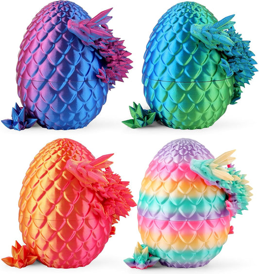 8" 3D Printed Dragon Eggs (4 Pack), Unique Easter Basket Stuffers & Fantasy Toys