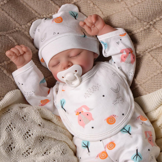 17 Inch Realistic Sleeping Newborn Baby Doll with Soft Poseable Body & Accessories