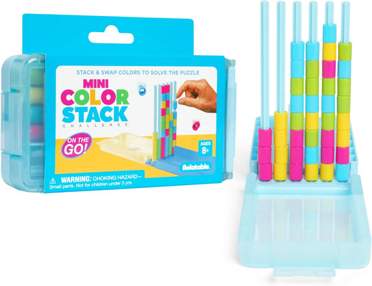 Mini Color Stack Challenge - Handheld Travel Puzzle Game for Road Trips, Flights & Family Fun