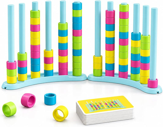 Color Matching Challenge Game 2 Pack - Fast Pattern Sorting & Stacking Toys for Kids & Adults