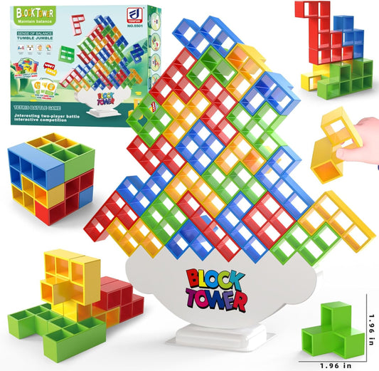 48 Pcs Large-Sized Balance Stacking Blocks Game for Kids and Family Fun