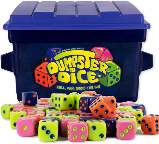 Fast-Paced Family Dice Game with 80 Piece Set, Portable Storage Bin and Graffiti Stickers