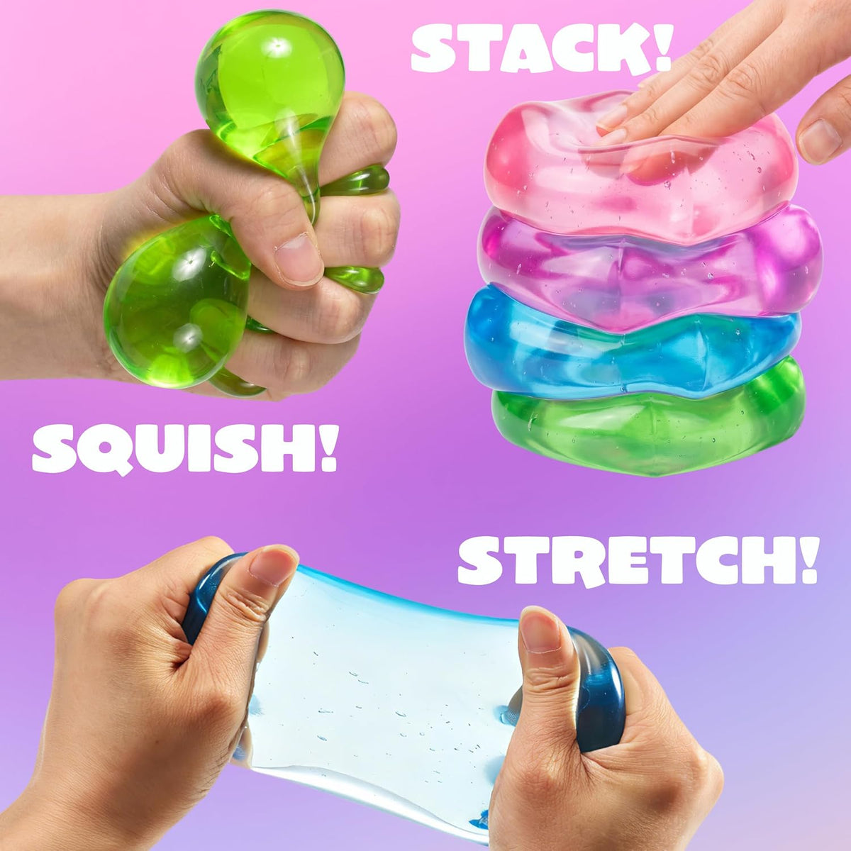 4 Pack Stress Cube Set - 2'' High Density Ice Cube Fidget Toys for Kids and Adults