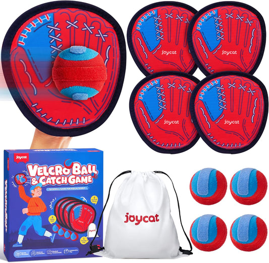 Toss and Catch Ball Game Set - 4 Paddles & 4 Sticky Balls for Kids Outdoor Fun